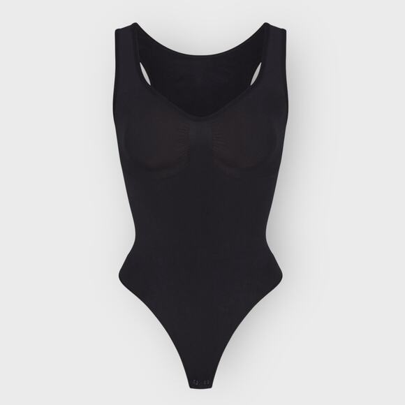 SKIMS Seamless Sculpt Bodysuit L Onyx Scoop Neck Thong Shaper Elevated Basic - Picture 8 of 12